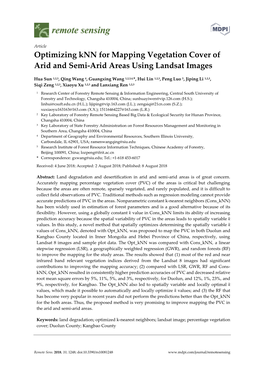 Optimizing Knn for Mapping Vegetation Cover of Arid and Semi-Arid Areas Using Landsat Images