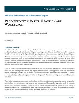Productivity and the Health Care Workforce