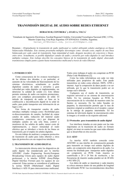 Transmisión Digital De Audio Sobre Redes Ethernet