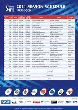 2021 Schedule