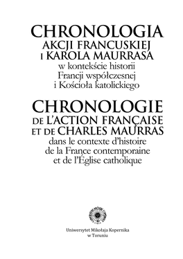 Chronologia Akcji Francuskiej I Karola Maurrasa W Kontekście Historii