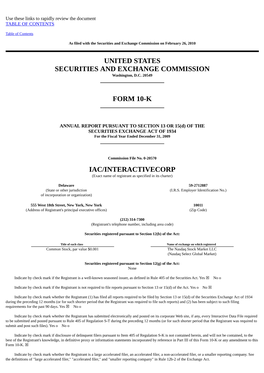 United States Securities and Exchange Commission Form 10-K Iac/Interactivecorp