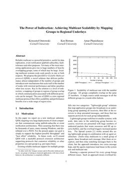 The Power of Indirection: Achieving Multicast Scalability by Mapping Groups to Regional Underlays