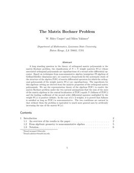 The Matrix Bochner Problem