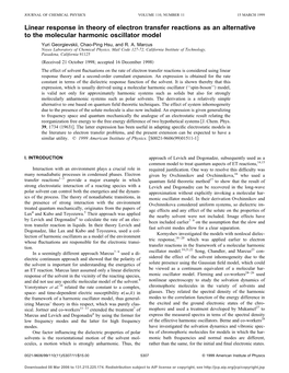 Linear Response in Theory of Electron Transfer Reactions As an Alternative to the Molecular Harmonic Oscillator Model Yuri Georgievskii, Chao-Ping Hsu, and R