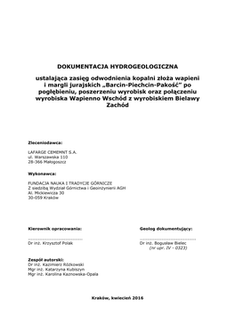 Dokumentacja Hydrogeologiczna