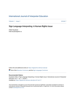 Sign Language Interpreting: a Human Rights Issue