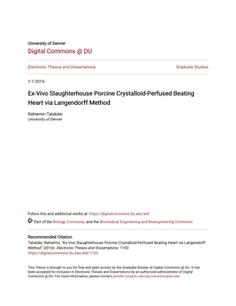 Ex-Vivo Slaughterhouse Porcine Crystalloid-Perfused Beating Heart Via Langendorff Method