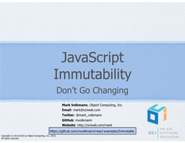 Javascript Immutability Don’T Go Changing
