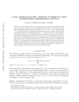 Arxiv:1702.06519V1 [Math.CO] 21 Feb 2017 Ho N Ug[]Soe Httenumbers the That Showed [8] Jung and Cheon Where Ie Sflos Let Follows