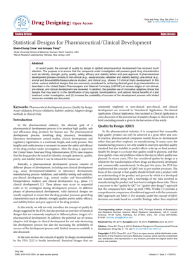Statistical Designs for Pharmaceutical/Clinical Development