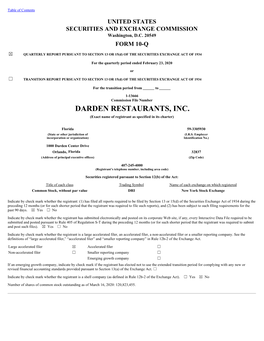 DARDEN RESTAURANTS, INC. (Exact Name of Registrant As Specified in Its Charter)