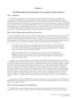 Chapter 5 the Dillon Rule and Its Limitations on a Locality's Land Use