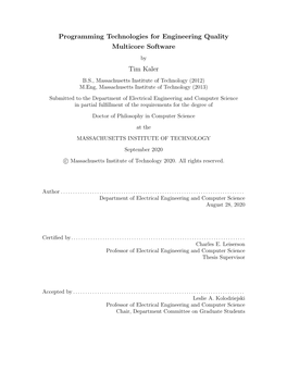 Programming Technologies for Engineering Quality Multicore