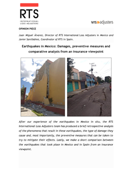 Earthquakes in Mexico: Damages, Preventive Measures and Comparative Analysis from an Insurance Viewpoint