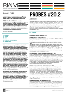 PROBES #20.2 Devoted to Exploring the Complex Map of Sound Art from Different Points of View Organised in Curatorial Series