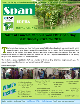 SAFT at Laucala Campus Won FBE Open Day Best Display Prize for 2016