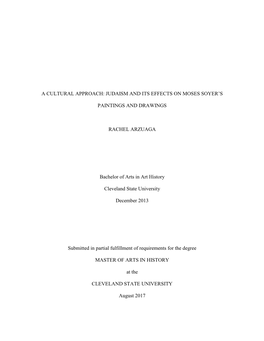 Judaism and Its Effects on Moses Soyer's Paintings And