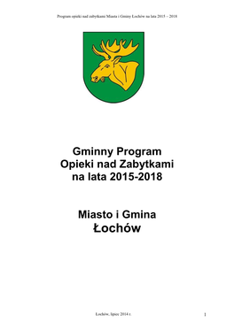 Gminny Program Opieki Nad Zabytkami Na Lata 2015-2018