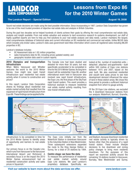 Lessons from Expo 86 for the 2010 Winter Games Report Final.Indd