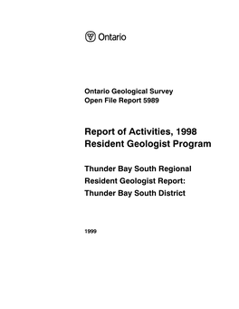 Report of Activities 1998: Thunder Bay South District