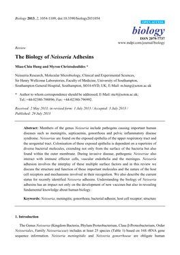 The Biology of Neisseria Adhesins