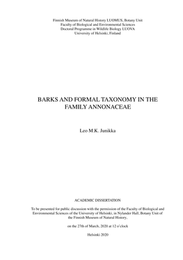 Barks and Formal Taxonomy in the Family Annonaceae