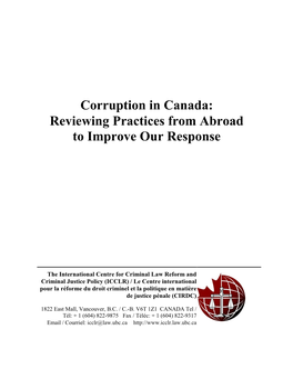 Corruption in Canada: Reviewing Practices from Abroad to Improve Our Response