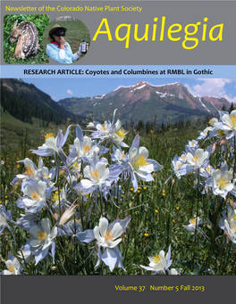 Newsletter of the Colorado Native Plant Society Volume 37 Number 5