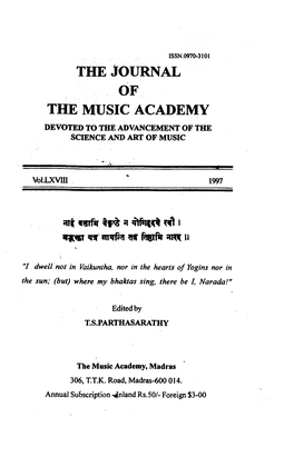 The Journal of the Music Academy Devoted to the Advancement of the Science and Art of Music