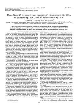 Three New Methylobacterium Species: M. Rhodesianum Sp. Nov. M