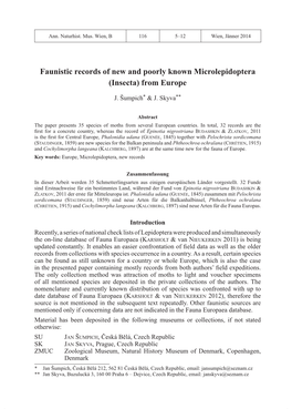 Faunistic Records of New and Poorly Known Microlepidoptera (Insecta) from Europe