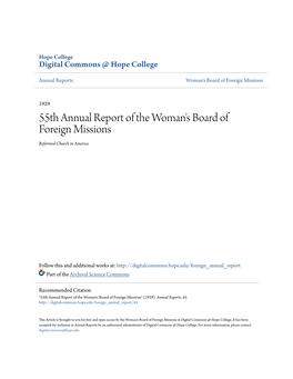 55Th Annual Report of the Woman's Board of Foreign Missions
