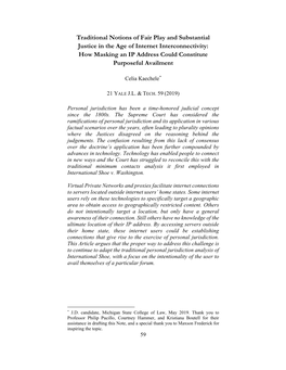 Traditional Notions of Fair Play and Substantial Justice in the Age of Internet Interconnectivity: How Masking an IP Address Could Constitute Purposeful Availment