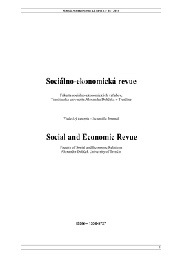 Sociálno-Ekonomická Revue Social and Economic Revue