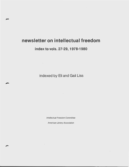 Newsletter on Intellectual Freedom