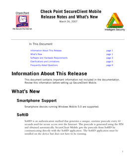 Check Point Secureclient Mobile Release Notes and What's