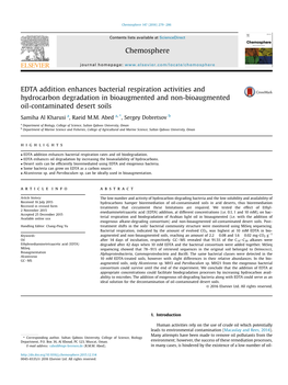 EDTA Addition Enhances Bacterial Respiration Activities and Hydrocarbon Degradation in Bioaugmented and Non-Bioaugmented Oil-Contaminated Desert Soils