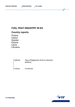 FUEL PEAT INDUSTRY in EU Country Reports Finland Ireland Sweden Estonia Latvia Lithuania