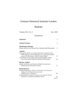 German Historical Institute London Bulletin Vol 25 (2003), No. 2