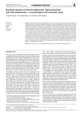 European Species of Clavaria (Agaricales, Agaricomycetes) with Dark Basidiomata – a Morphological and Molecular Study