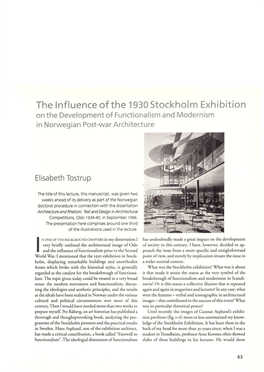 The Influence of the 1930 Stockholm Exhibition on the Development of Functionalism and Modernism in Norwegian Post-War Architecture