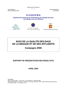 2008-Rapport Suivi Qualité Des Eaux-Brague