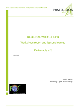 REGIONAL WORKSHOPS Workshops Report and Lessons Learned