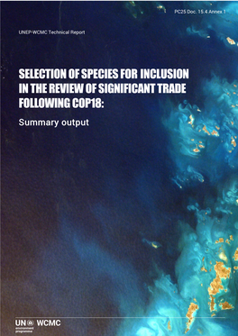Selection of Species for Inclusion in the Review of Significant Trade
