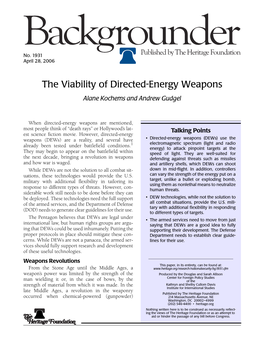 The Viability of Directed-Energy Weapons Alane Kochems and Andrew Gudgel