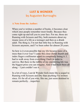 LUST & WONDER by Augusten Burroughs