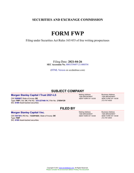 Morgan Stanley Capital I Trust 2021-L5 Form FWP