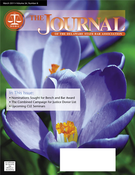 In This Issue: • Nominations Sought for Bench and Bar Award • the Combined Campaign for Justice Donor List • Upcoming CLE Seminars