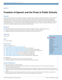 Freedom of Speech and the Press in Public Schools